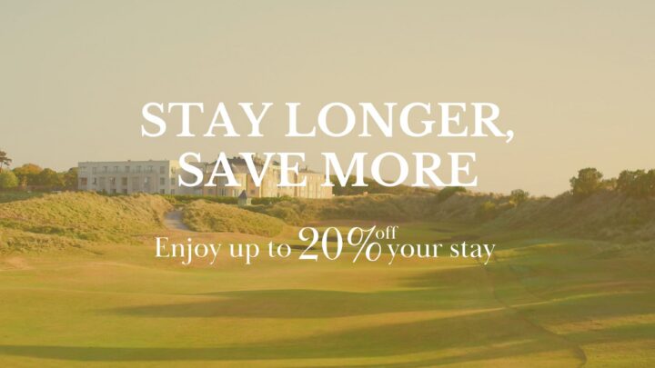 Luxurious hotel with golf course view and stay longer, save more offer in scenic British countryside.